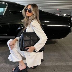 Black tote bag , shoulder bag , eco vege leather